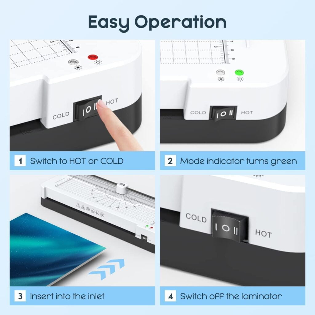 Assark Laminator for A3/A4/A5/A6, 9 in 1 Thermal Cold Laminator Machine 13-Inch Wide Built-in Paper Trimmer Corner Rounder and Hole Punch with 40 Laminating Pouche Sheets for Home Office School