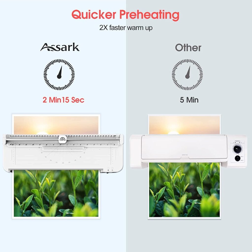 Assark Laminator for A3/A4/A5/A6, 9 in 1 Thermal Cold Laminator Machine 13-Inch Wide Built-in Paper Trimmer Corner Rounder and Hole Punch with 40 Laminating Pouche Sheets for Home Office School