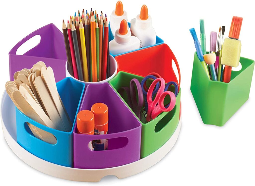 Learning Resources Create a Space Storage Center - 10 Piece set Desk Organizer for Kids, Art Organizer for Kids, Crayon Organizer, Homeschool Organizers and Storage