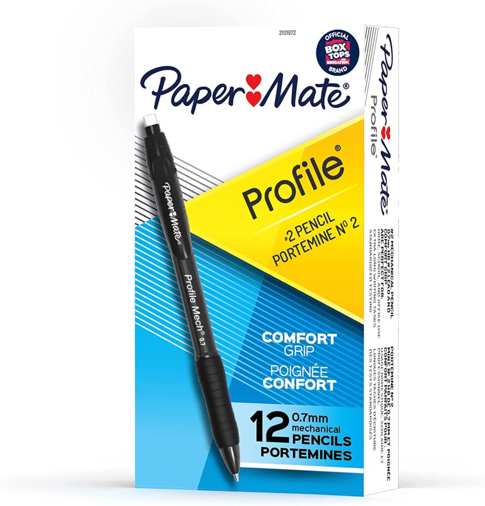 Paper Mate Profile Mech Mechanical Pencil Set, 0.7mm #2 Pencil Lead, Great for Home, School, Office Use (12 Count)