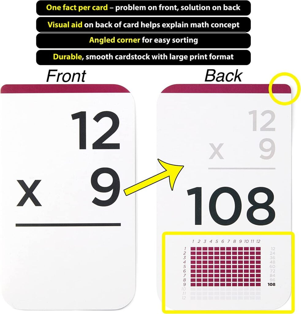 Think Tank Scholar 173 Multiplication Flash Cards + 2 Math Dice (Award Winning) All Facts 0-12 Answer on Back, for Kids in 2ND, 3RD, 4TH, 5TH, 6TH Grade Class or Homeschool - Games  Chart