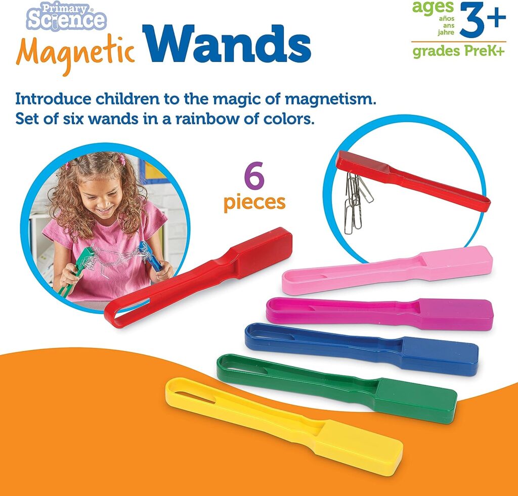 Learning Resources Magnetic Wands - 6 Pieces, Ages 3+, Educational Learning Kits, Science Experiment Tools, Preschool Learning Toys, Homeschool Supplies,Back to School Supplies,Teacher Supplies