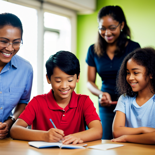 An image showcasing a diverse group of homeschooling families engaged in cooperative learning activities, surrounded by a welcoming atmosphere